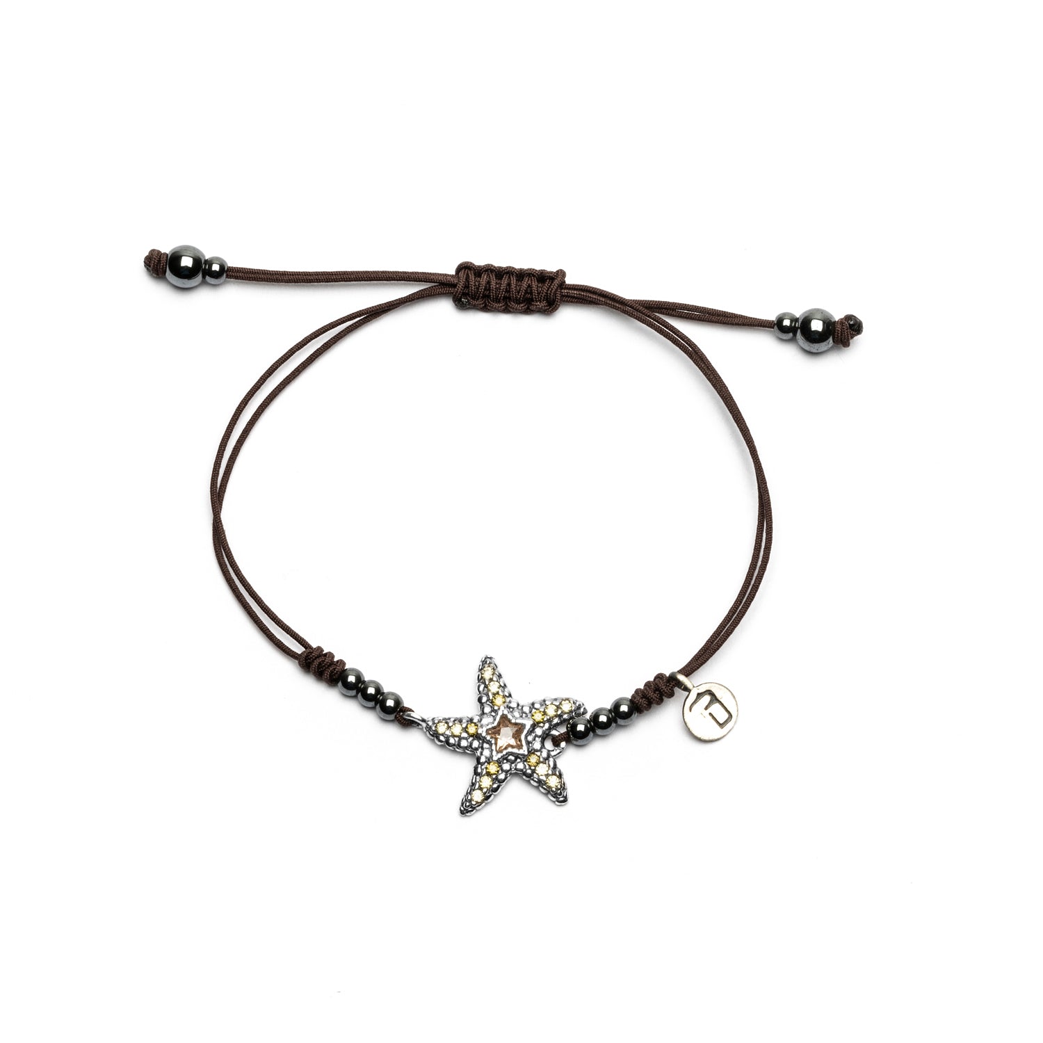 Pulsera Plata Macramé Estrella de Mar Grande