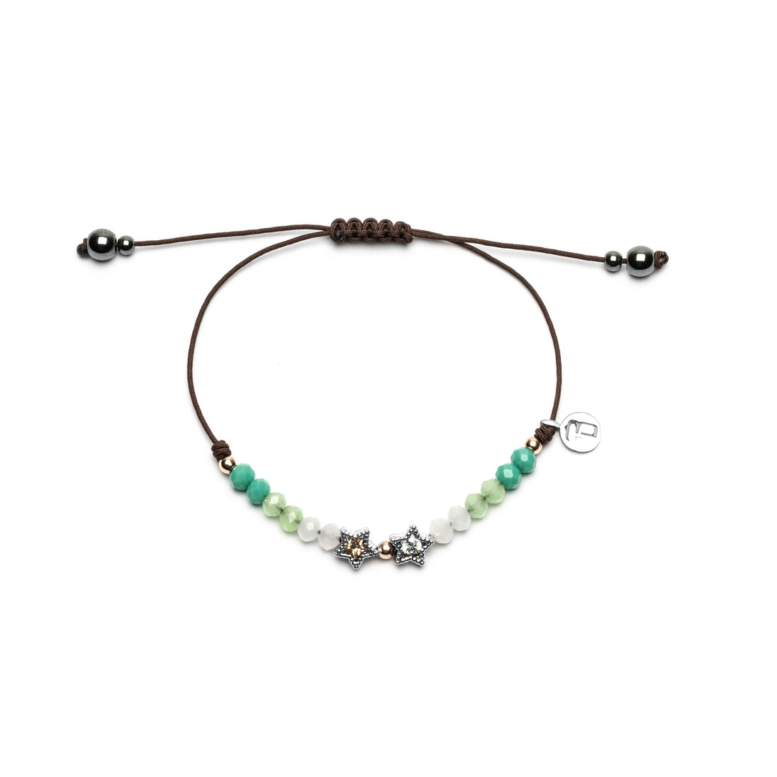 Pulsera Plata Macramé Dos Estrellas