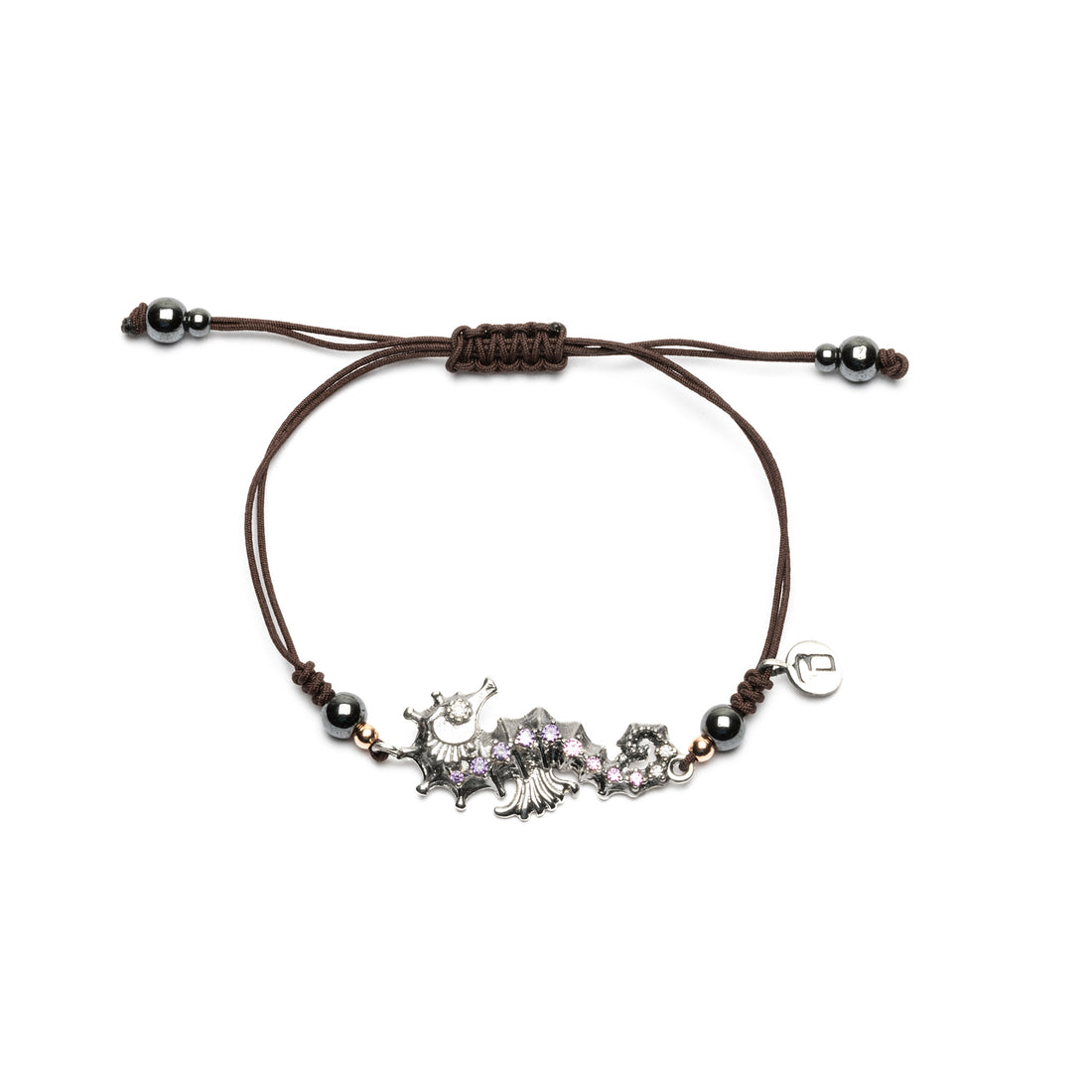 Pulsera Plata Macramé Caballito de Mar Grande