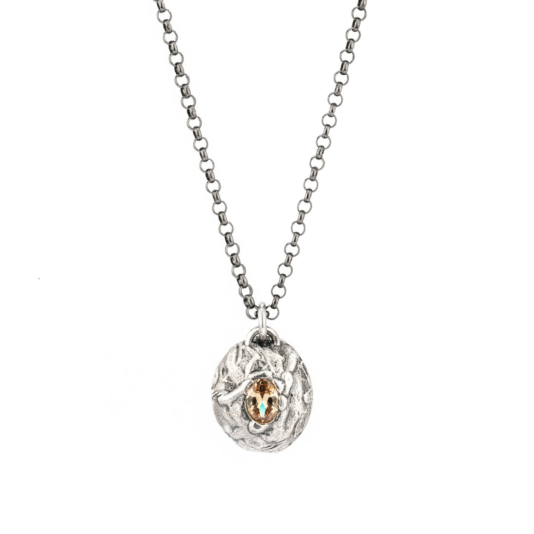 Colgante Plata Circonita Cava Oval