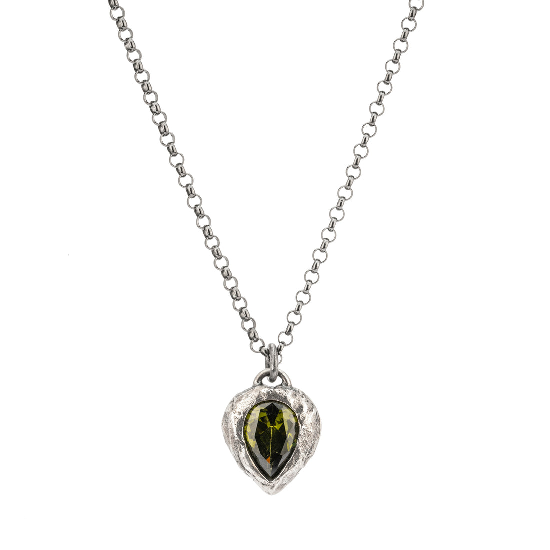 Colgante Plata Gota Circonita Verde