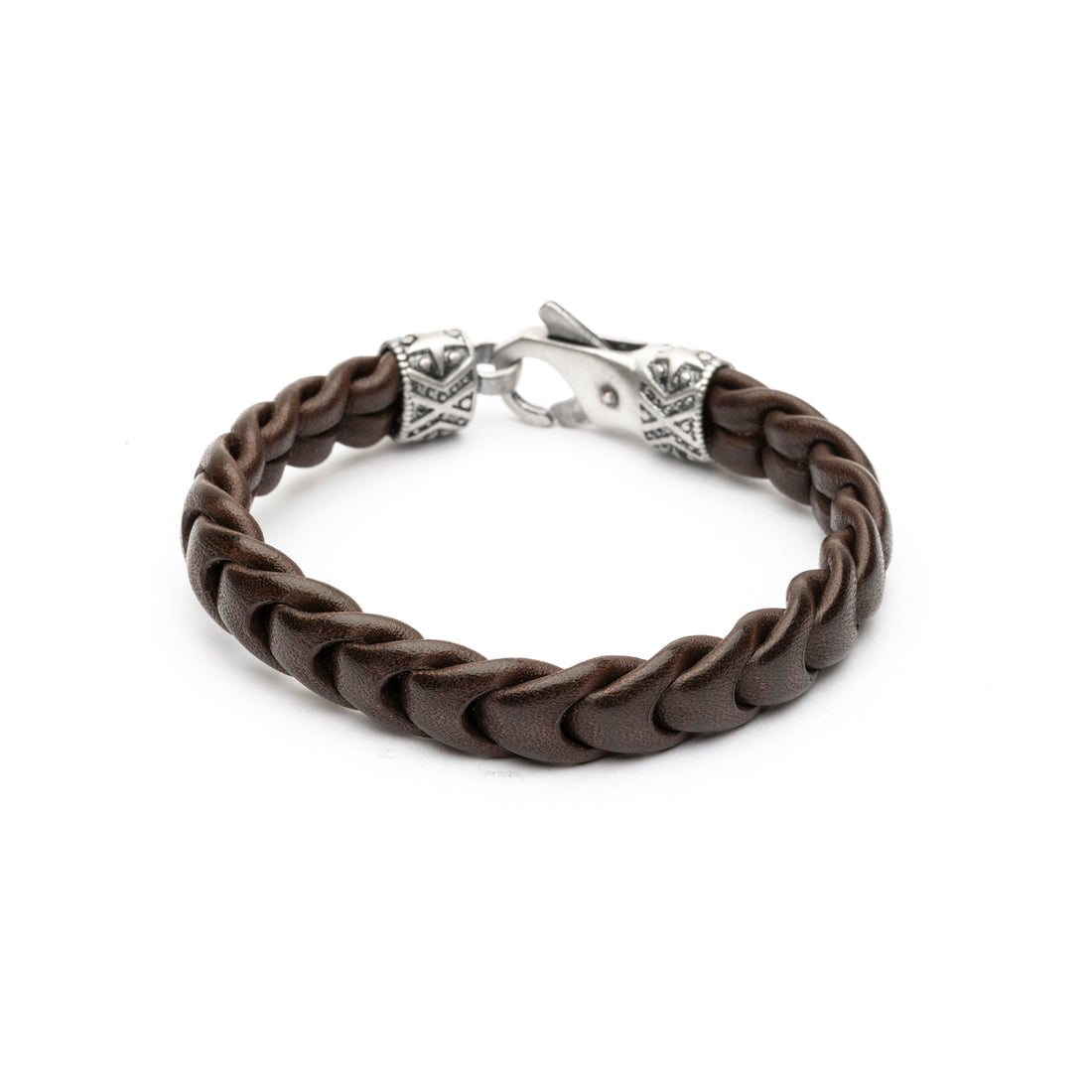 Pulsera Cuero Trenzado y Plata