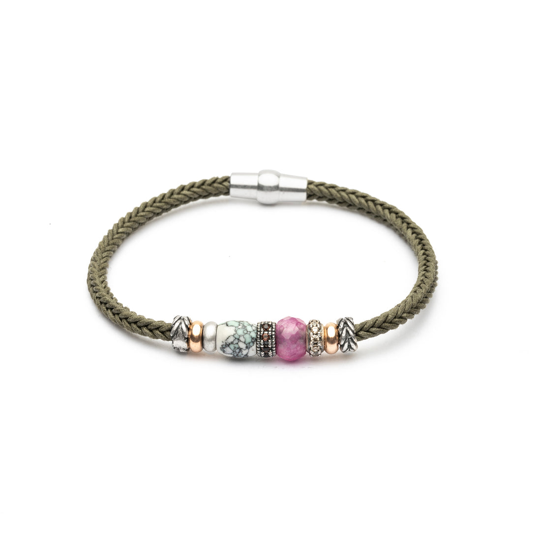 Pulsera Plata y Bronce Verde