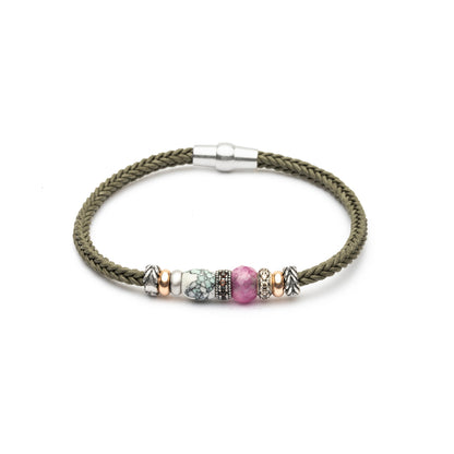 Pulsera Plata y Bronce Verde