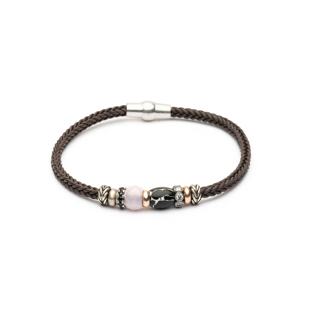 Pulsera Plata y Bronce Marrón