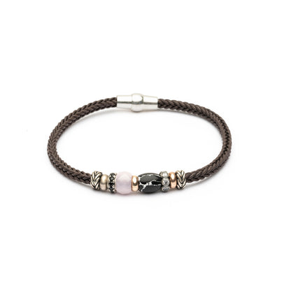 Pulsera Plata y Bronce Marrón