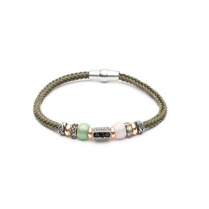 Pulsera Plata y Bronce Verde