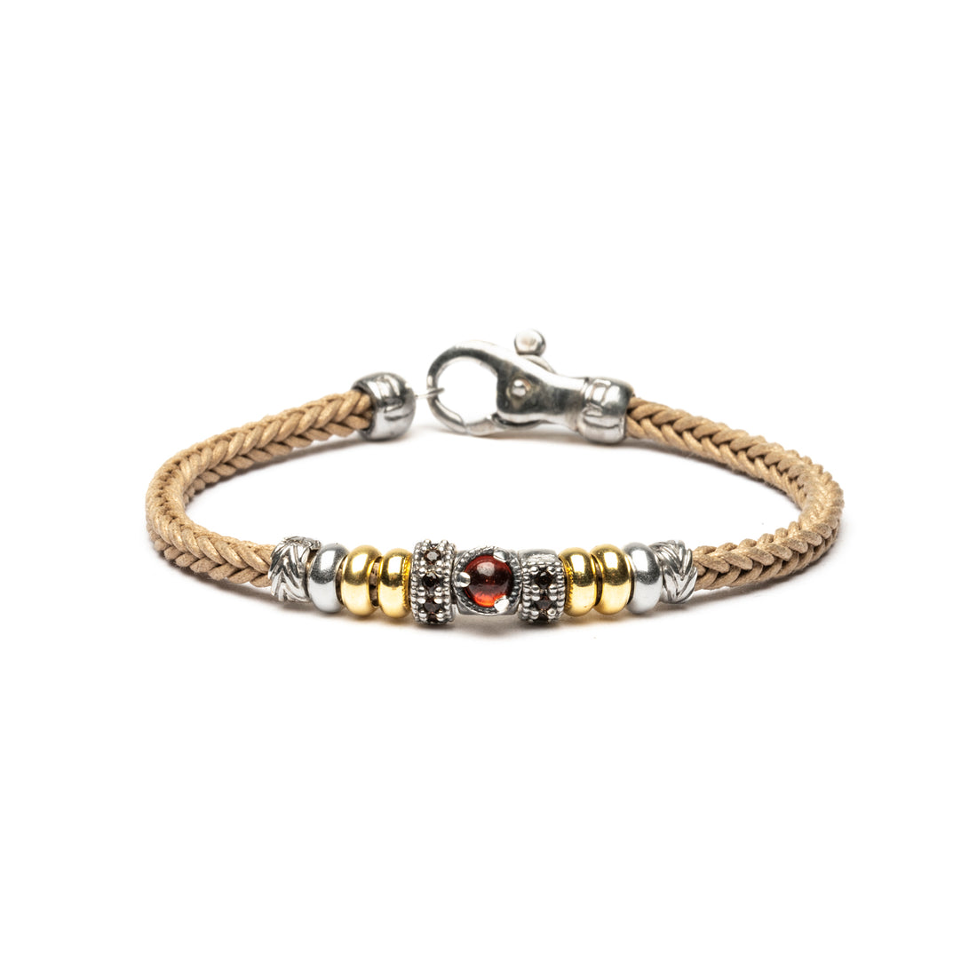 Pulsera Plata Bronce Granate