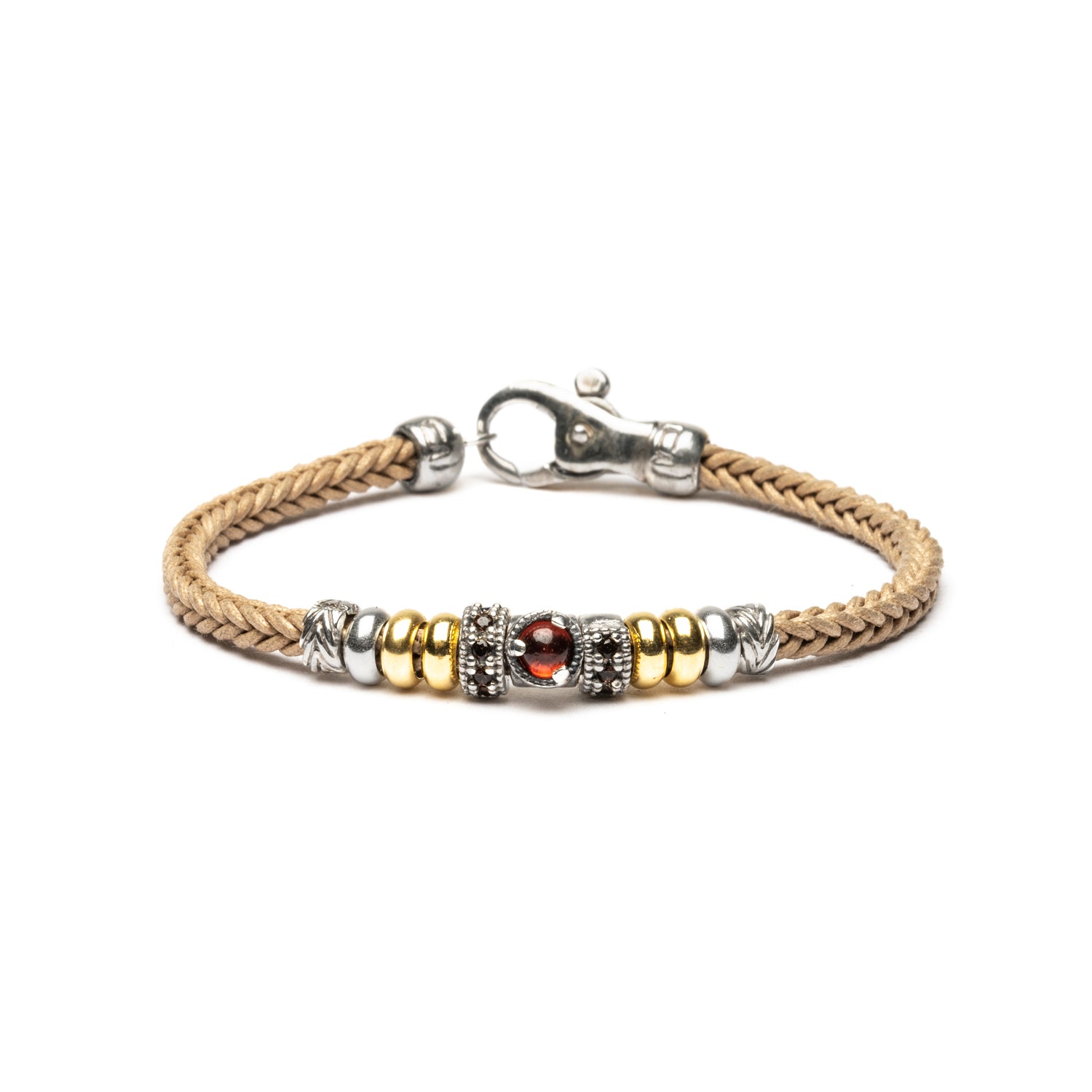Silver Bronze Garnet Bracelet