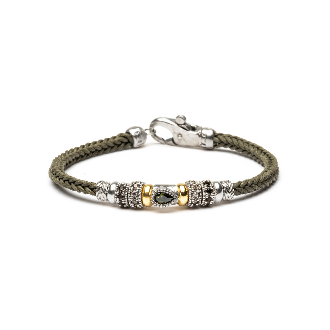 Pulsera Plata Gota Circonita Verde