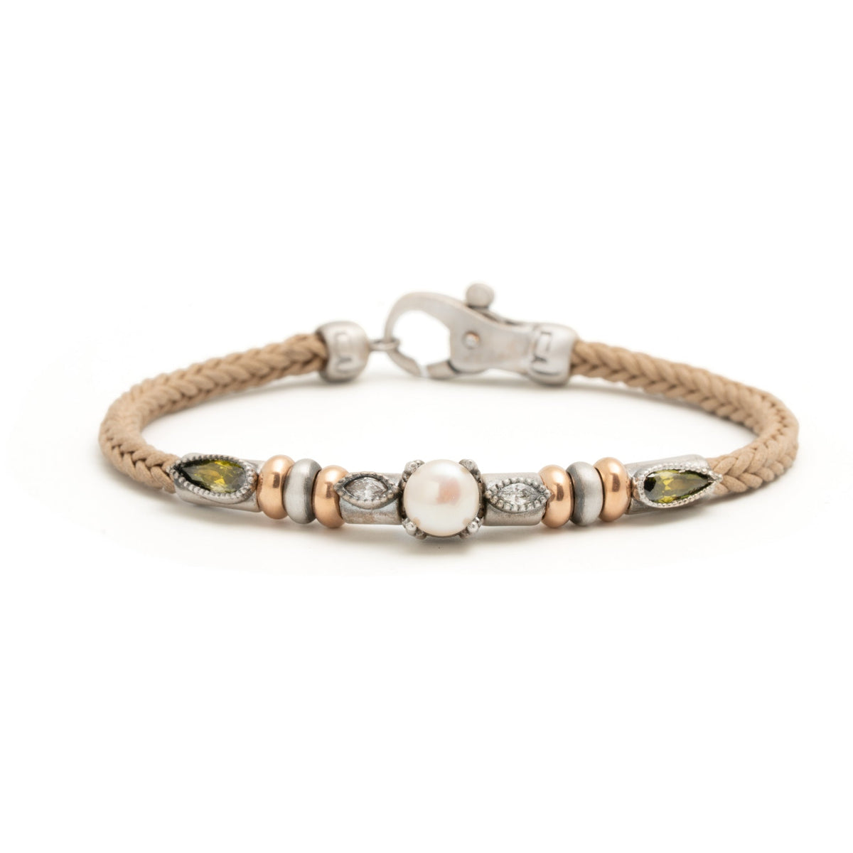 Pulsera plata, perla