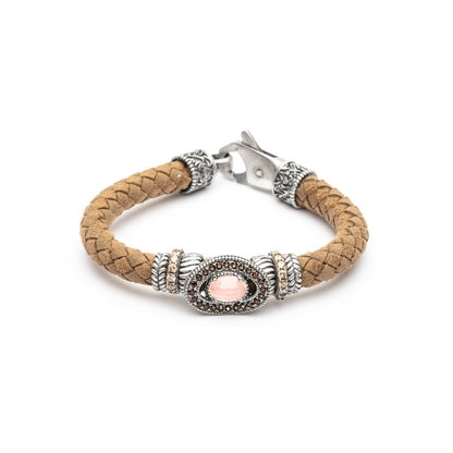 Pulsera Cuero y Plata Circonitas