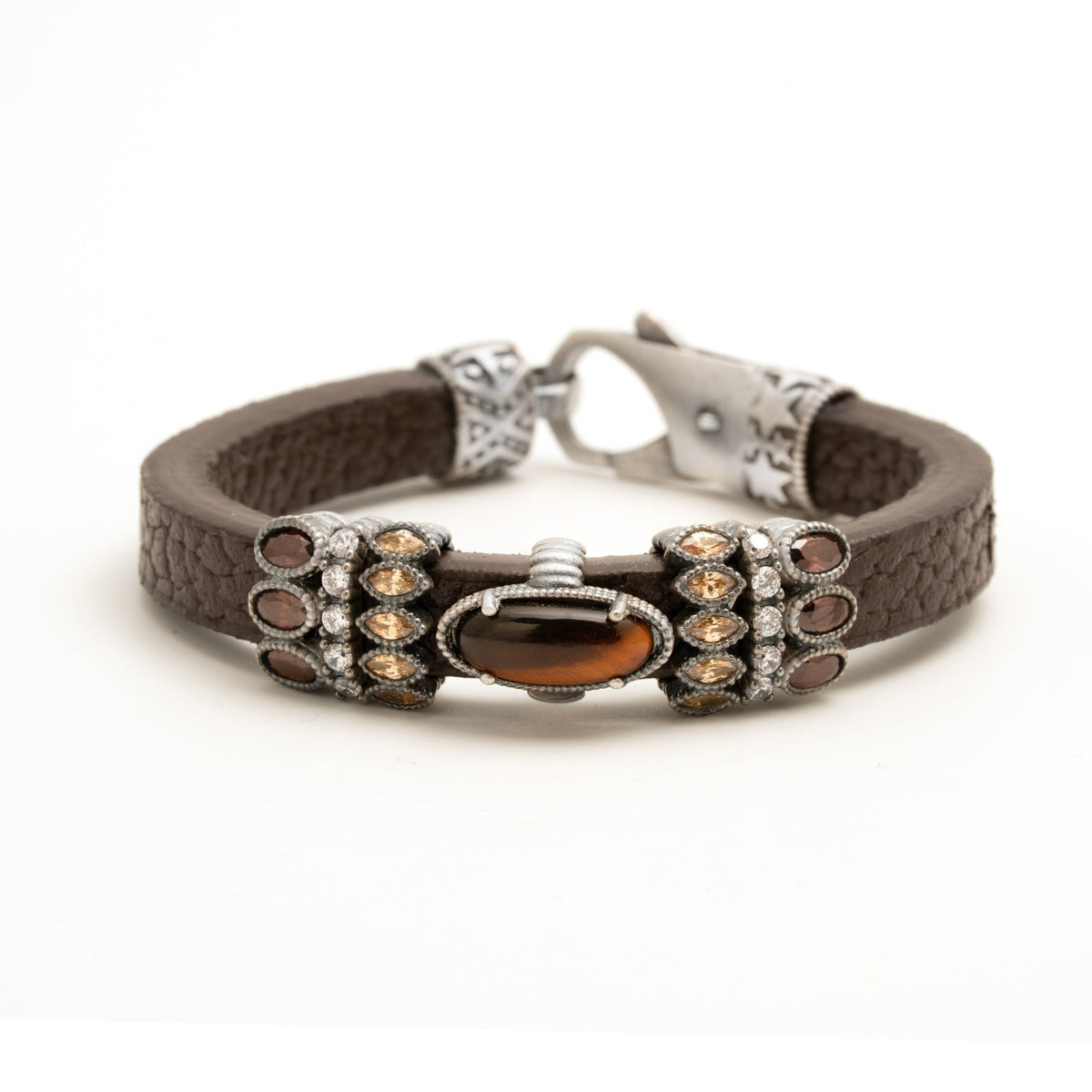 Pulsera de plata y cuero