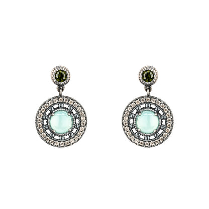 P1050 PENDIENTES PLATA, CALCEDONIA, CIRCONITAS CAVA