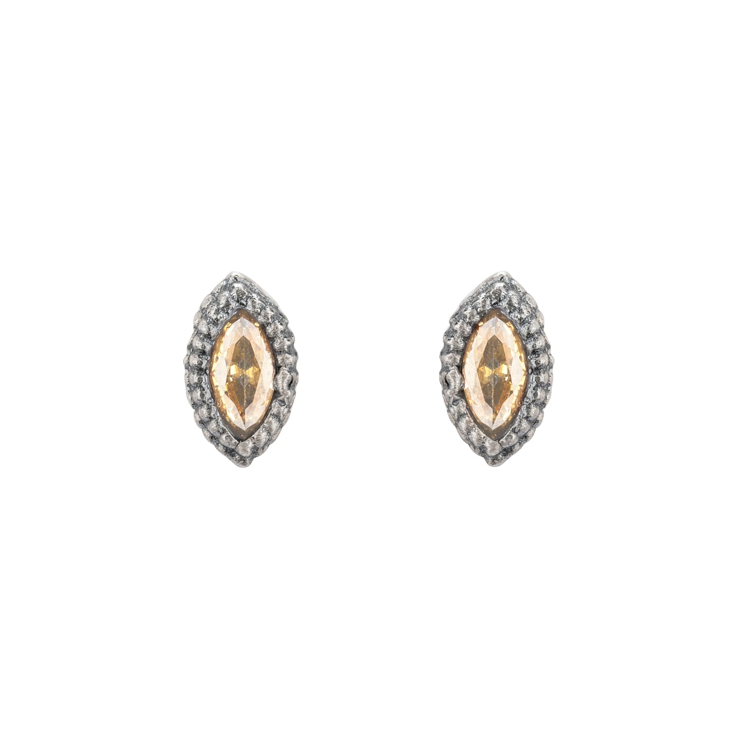 P1061 PENDIENTES BOTÓN PLATA, NAVETTE CIRCONITA CAVA