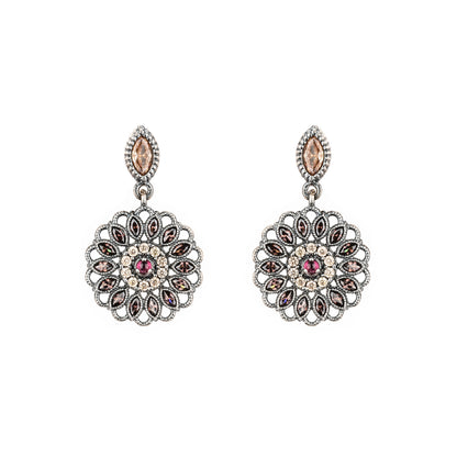 P1081 PENDIENTES PLATA, GRANATE, CIRCO CAVA, BROWN