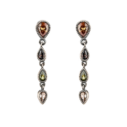 P1087 PENDIENTES, PERAS CIRCONITAS CAVA, BROWN, VERDE