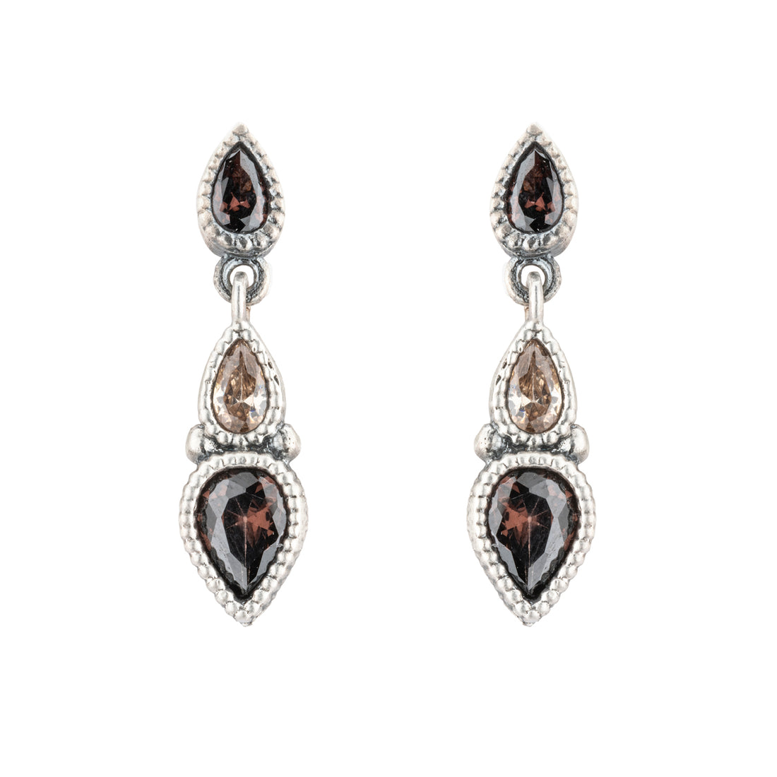 P1123 PENDIENTES CIRCONITAS LÁGRIMAS BROWN, CAVA