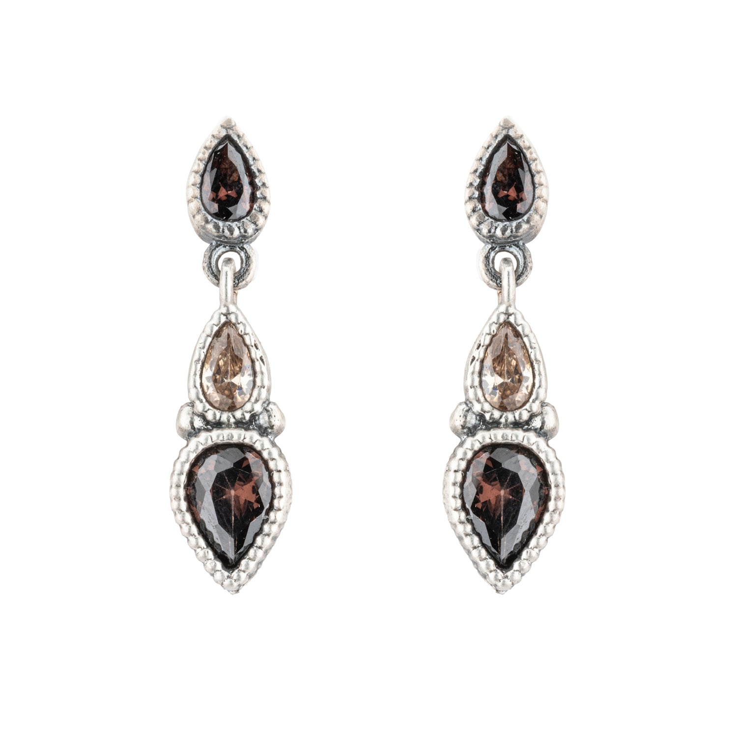 P1123 PENDIENTES CIRCONITAS LÁGRIMAS BROWN, CAVA