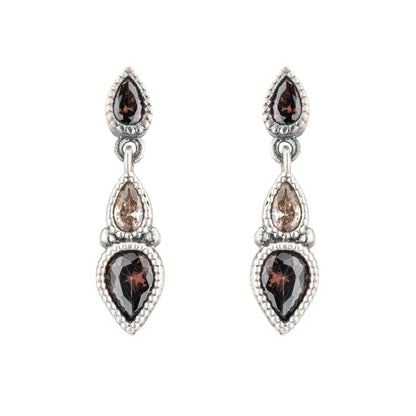 P1123 PENDIENTES CIRCONITAS LÁGRIMAS BROWN, CAVA