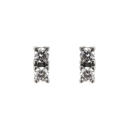 Pendientes Botón Plata Dos Circonitas