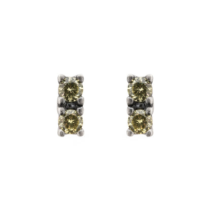Pendientes Botón Plata Dos Circonitas