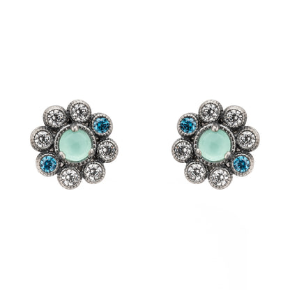Pendientes Plata Botón Flor