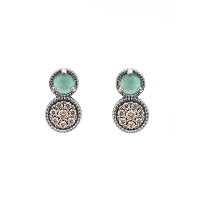 Pendientes Botón Plata Mini Pavé Circonitas