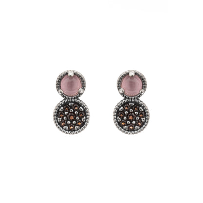 Pendientes Botón Plata Mini Pavé Circonitas