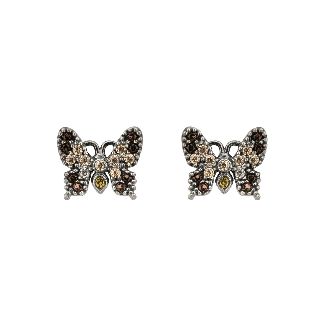 Pendientes Botón Plata Mariposa