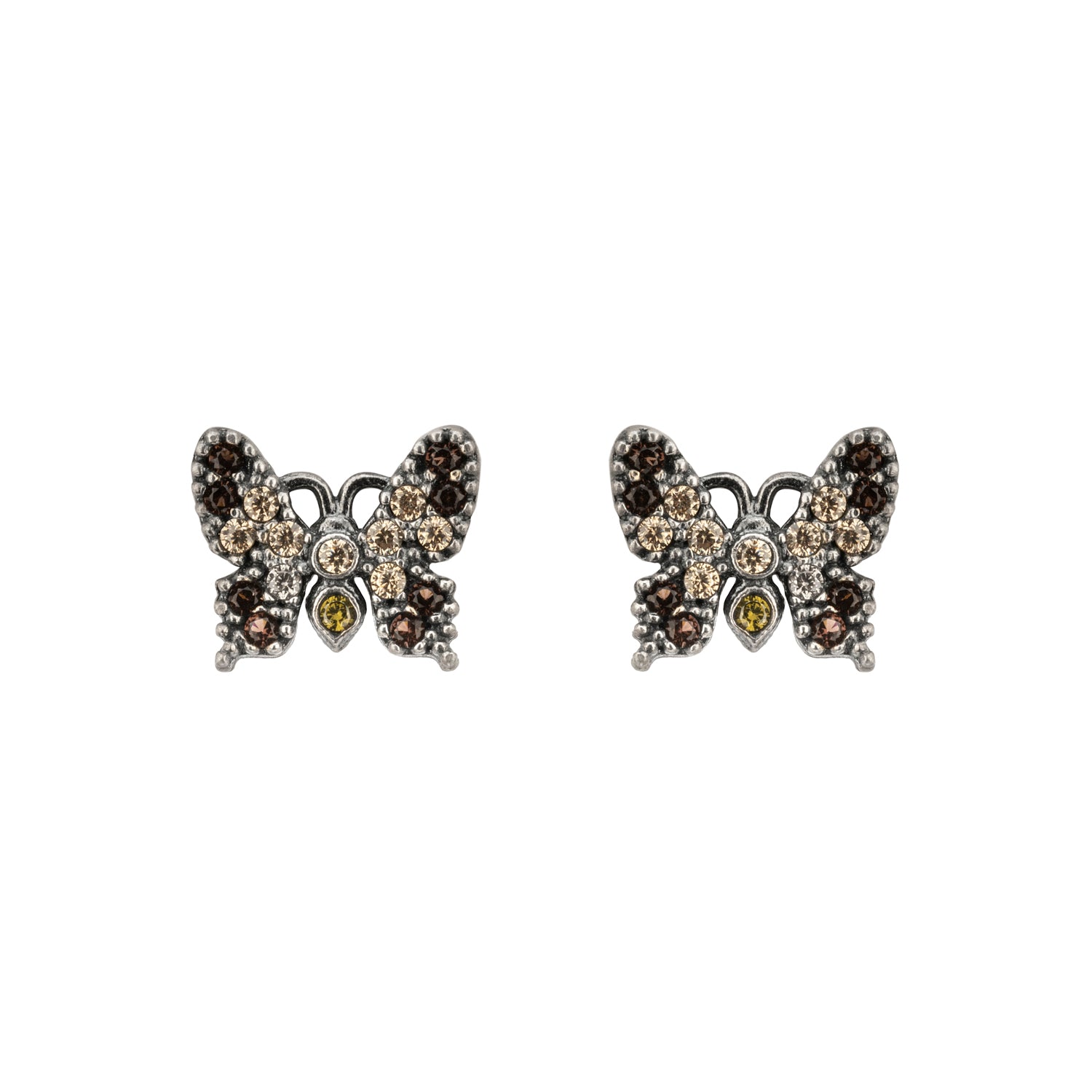 Pendientes Botón Plata Mariposa
