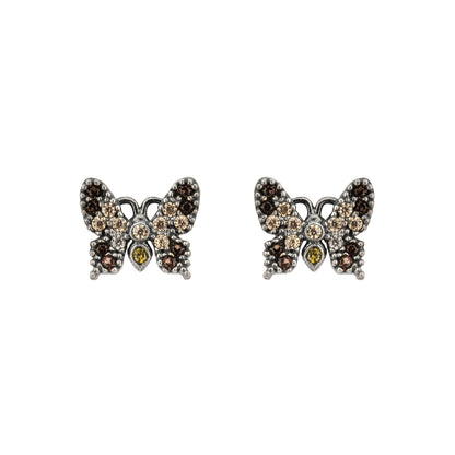 Pendientes Botón Plata Mariposa