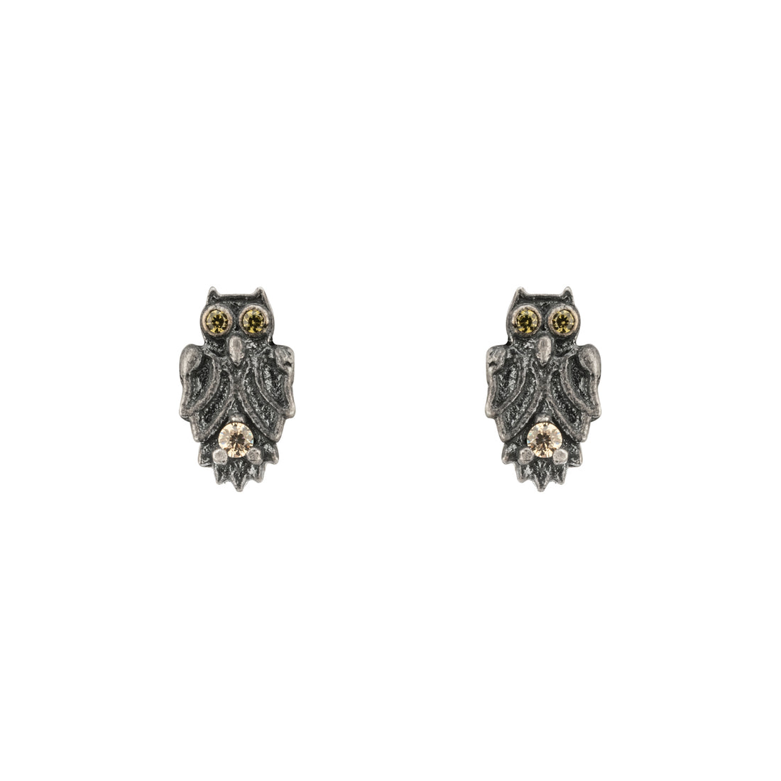Pendientes Botón Plata Buho