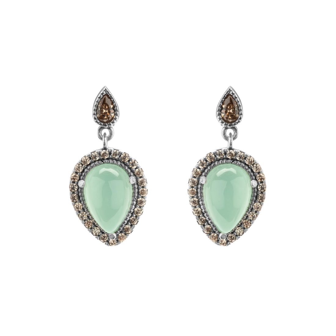 Pendientes Plata Pera Calcedonia