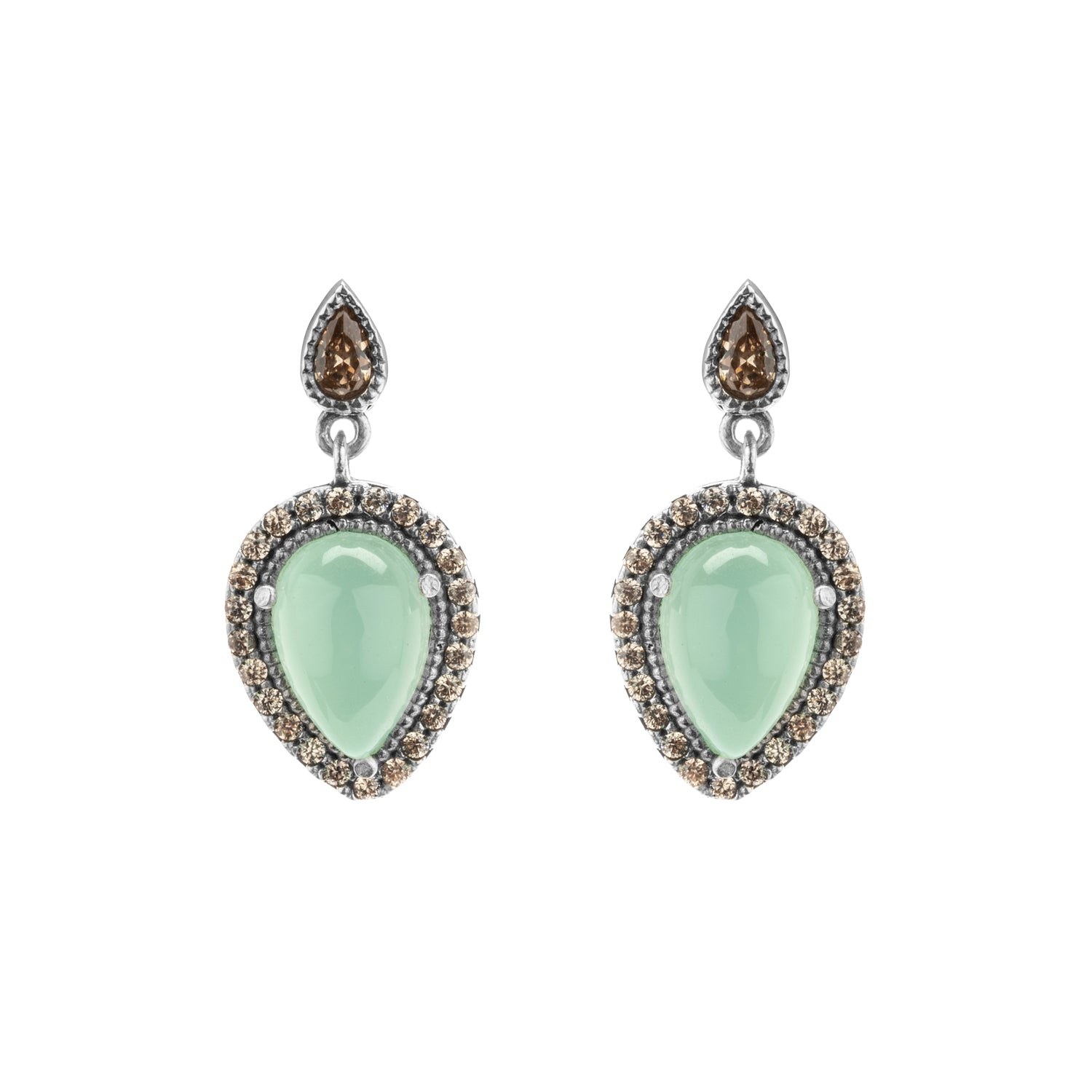Pendientes Plata Pera Calcedonia