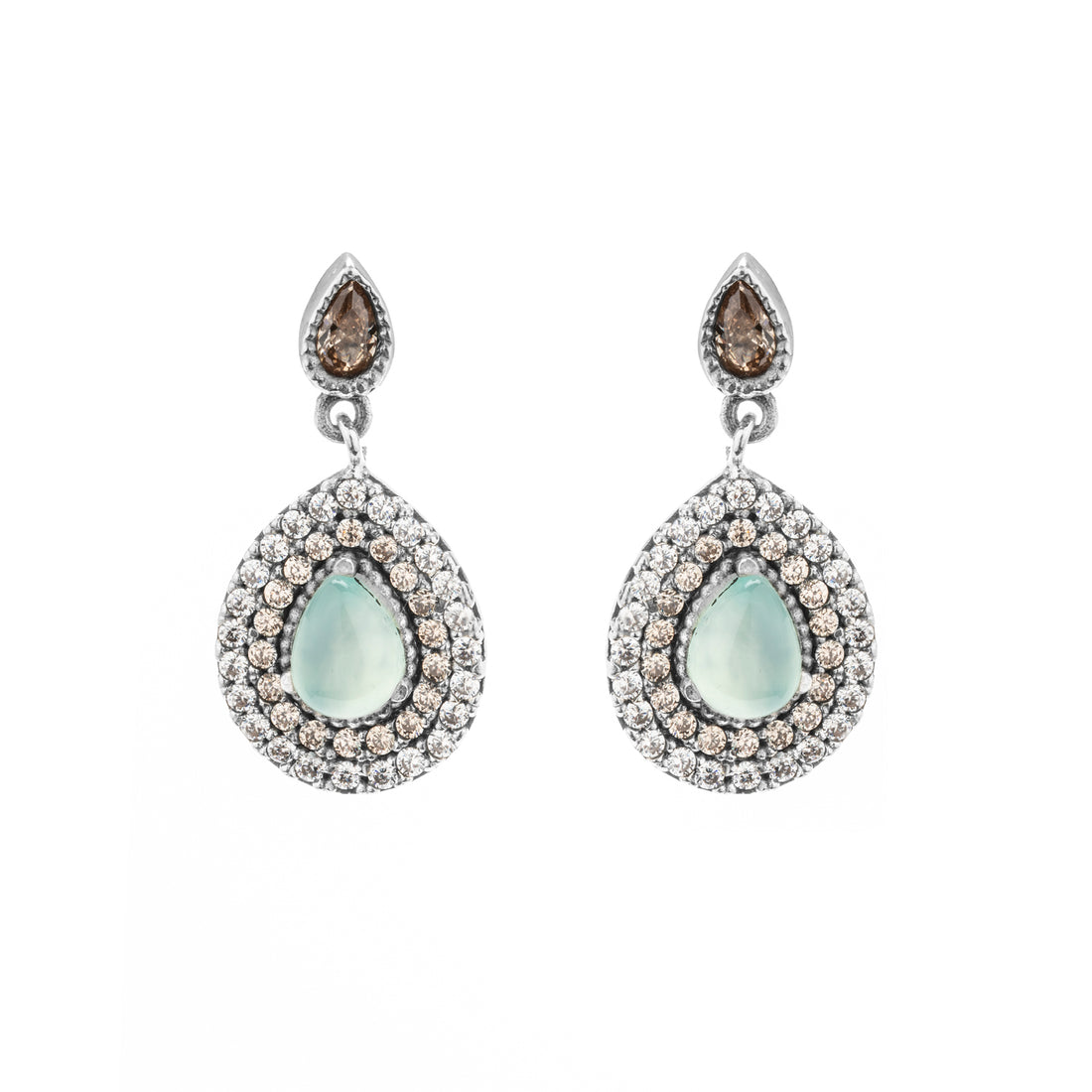 Pendientes Plata Gota Calcedonia Orla Circonitas