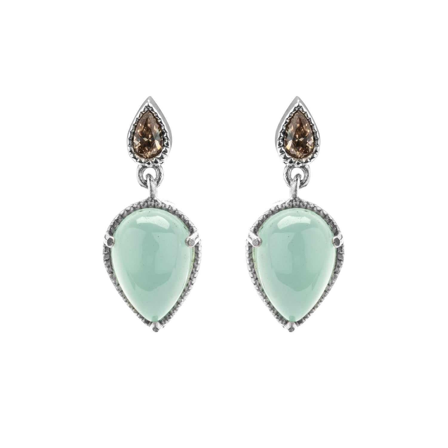 Pendientes Plata Gota Calcedonia