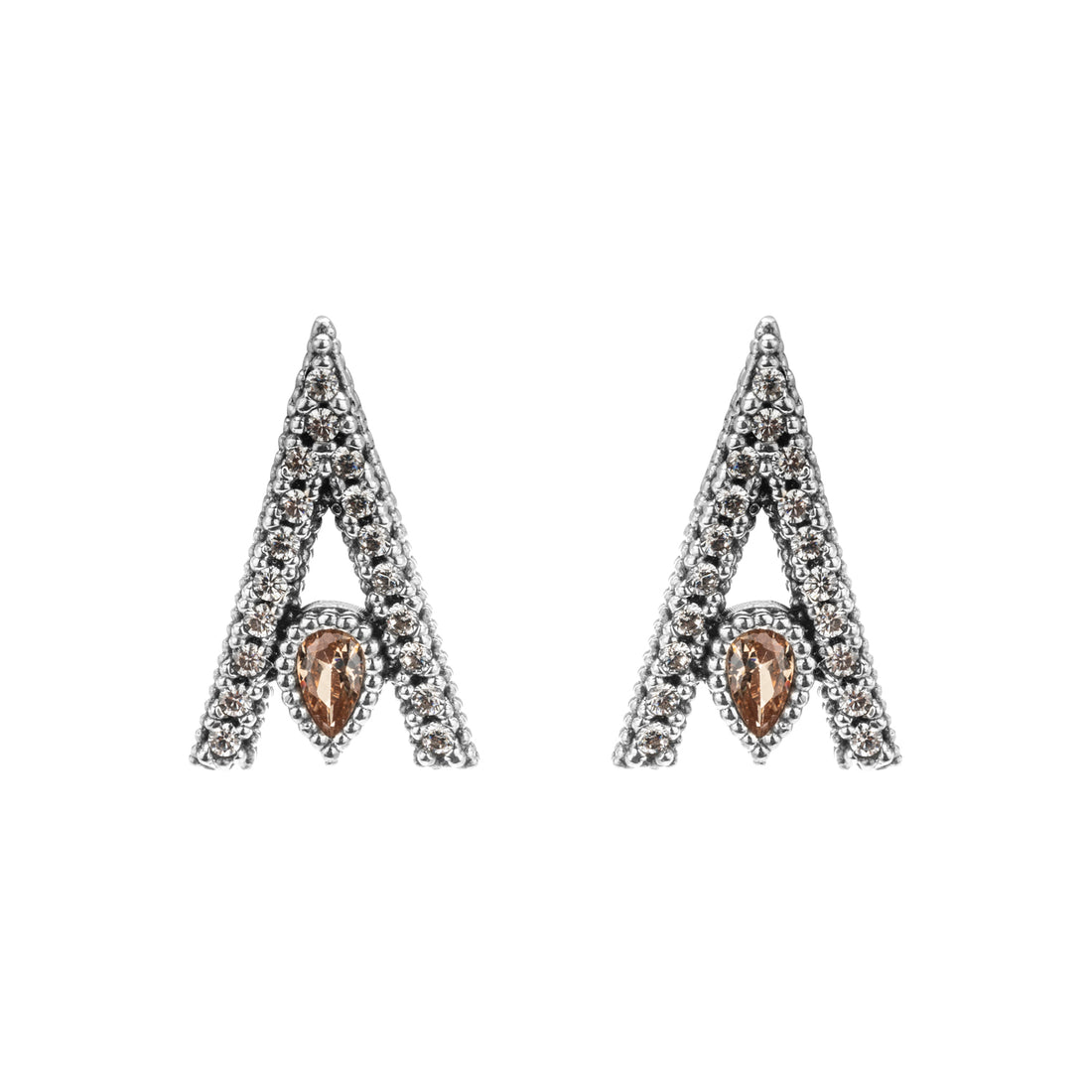 Pendientes Plata Botón Triángulo Pera Cava