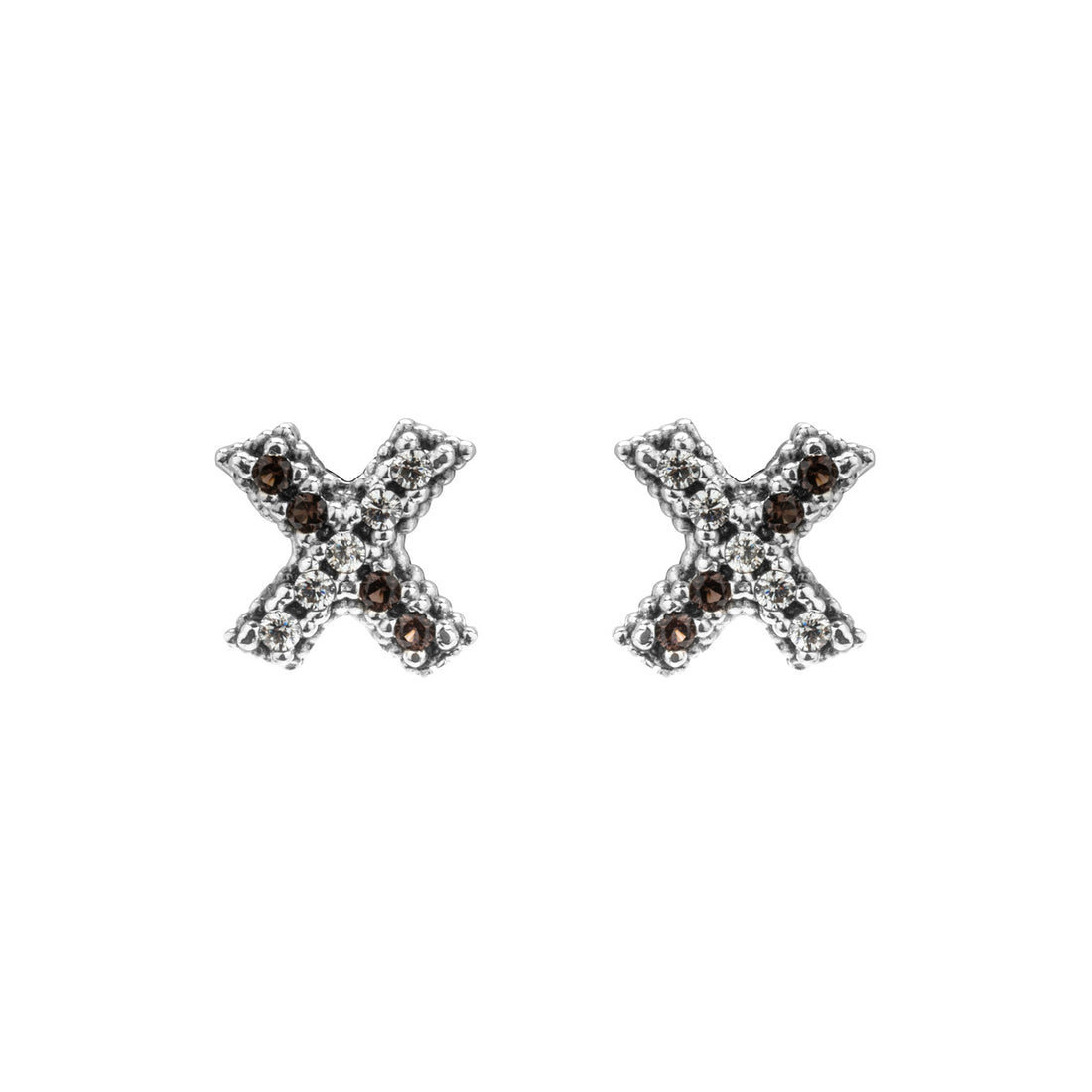 Pendientes Plata Botón X