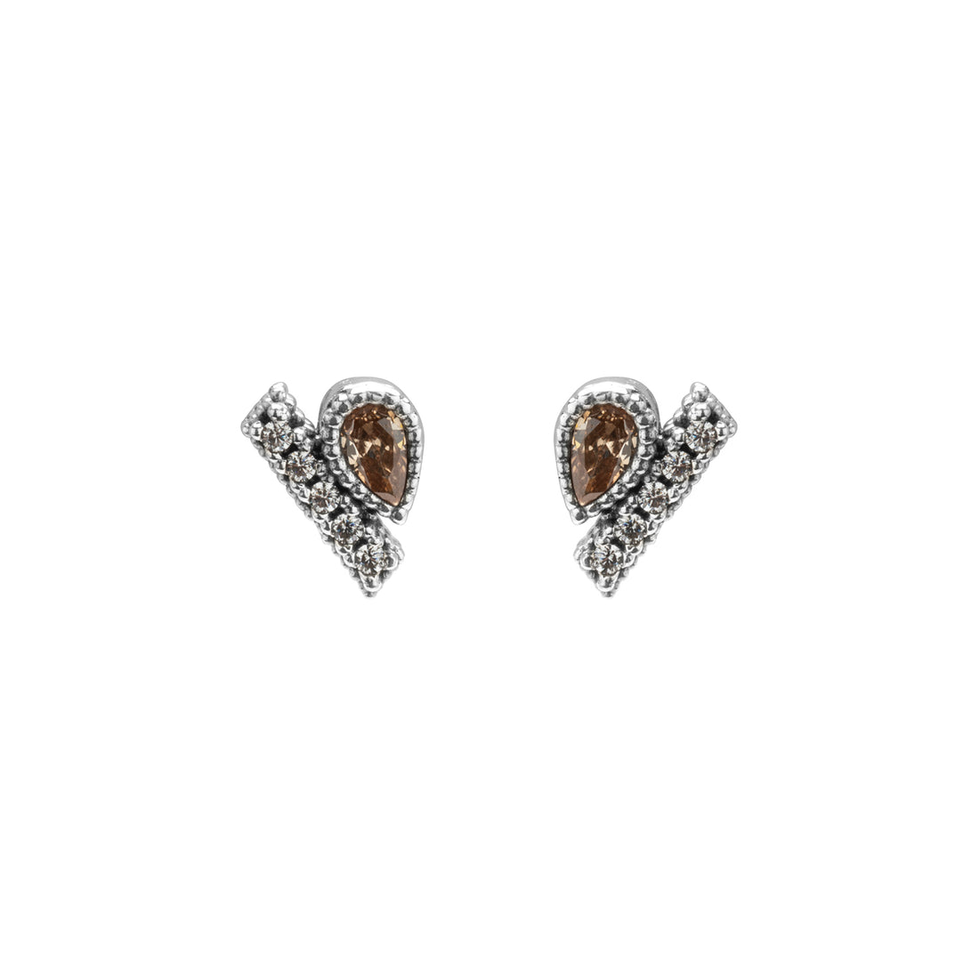 Pendientes Plata Botón Pera Cava