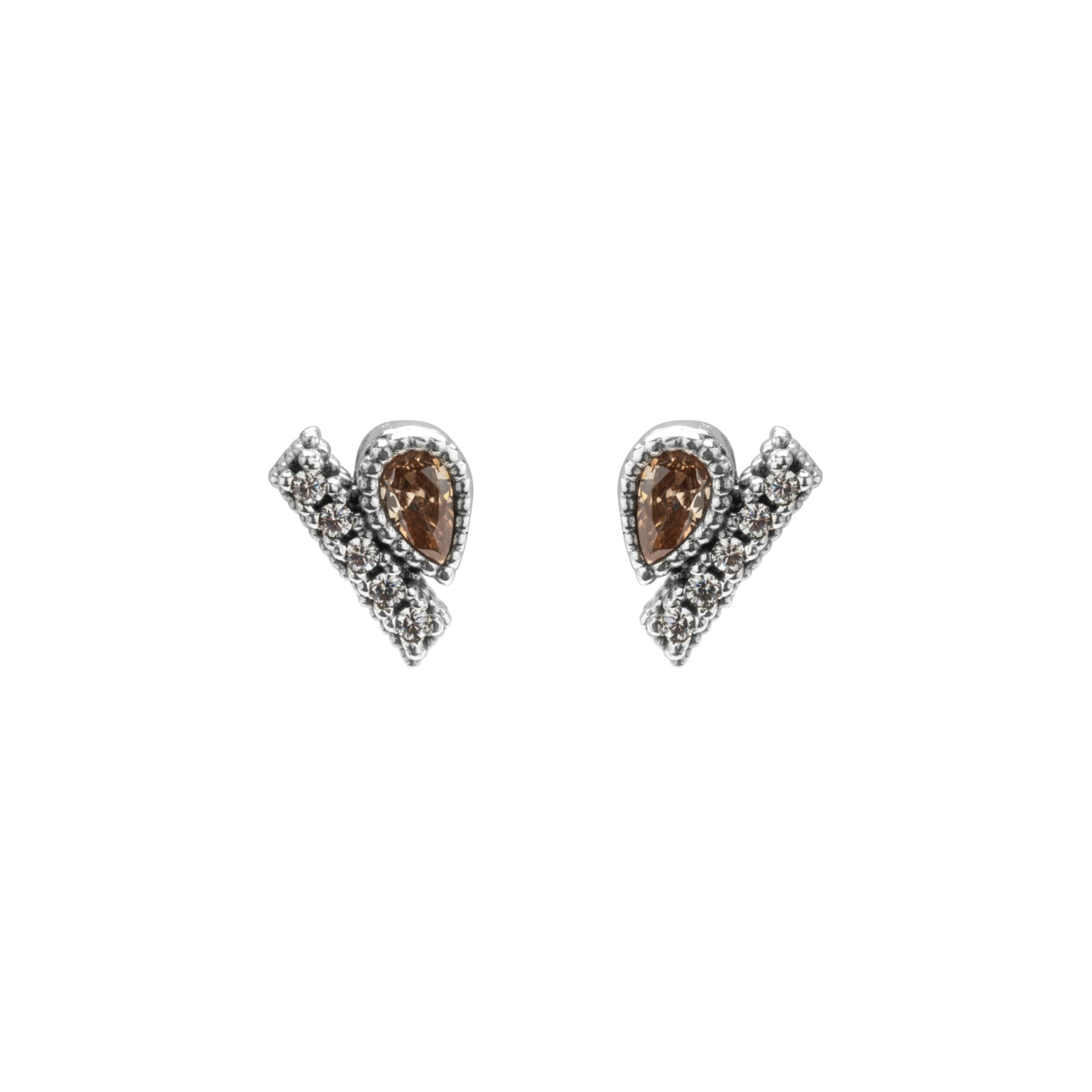 Pendientes Plata Botón Pera Cava