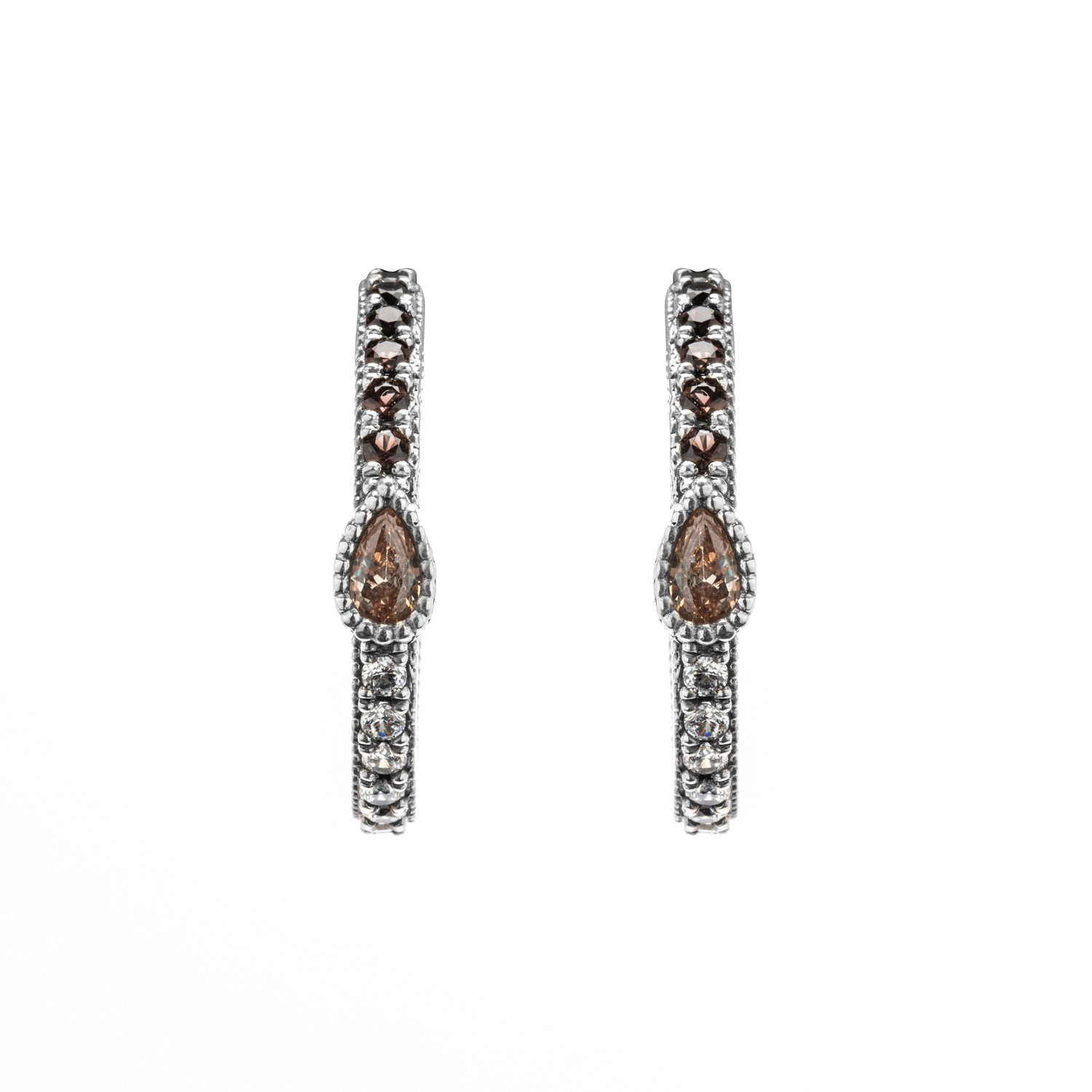 Silver Creole Earrings, Drop Style