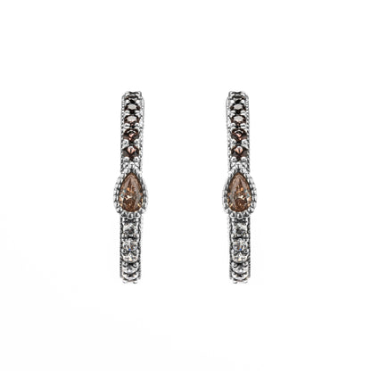Silver Creole Earrings, Drop Style