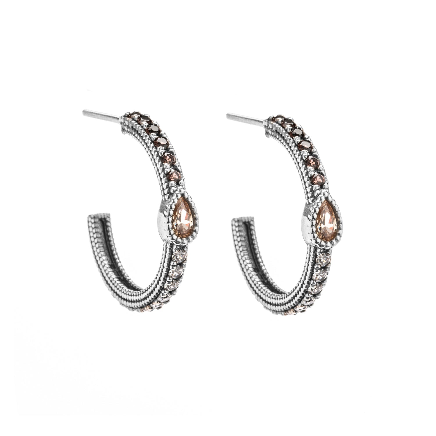 Silver Creole Earrings, Drop Style