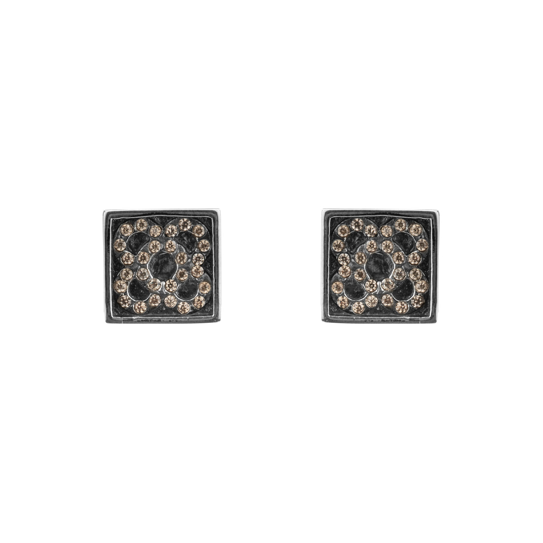 Panot Mini Silver Button Earrings with Frame