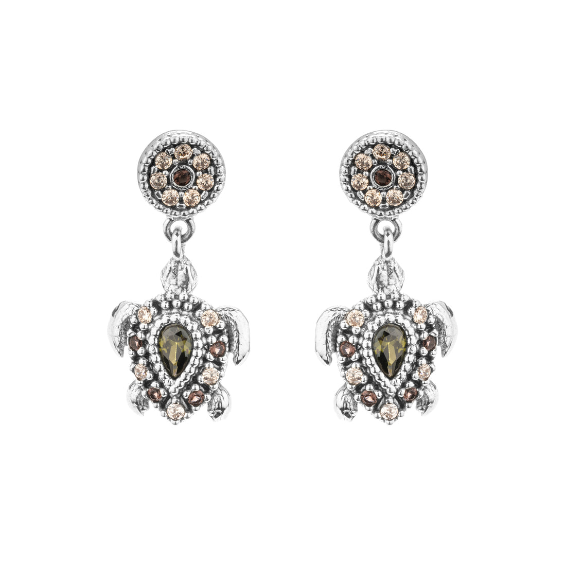 Pendientes Plata Tortuga Pequeña Circonitas
