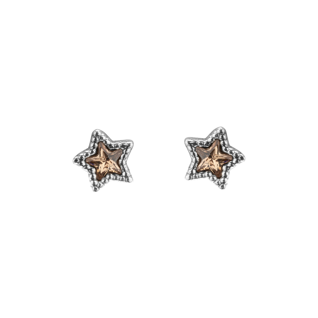 Pendientes Botón Plata Estrella Mini