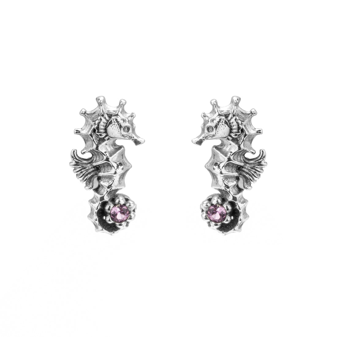Pendientes Botón Plata Caballito de Mar