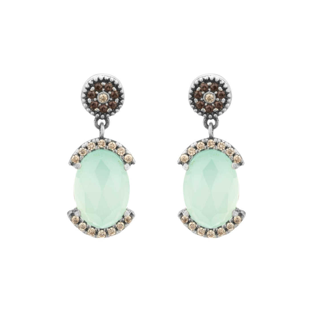 Pendientes plata calcedonia orla circos cava