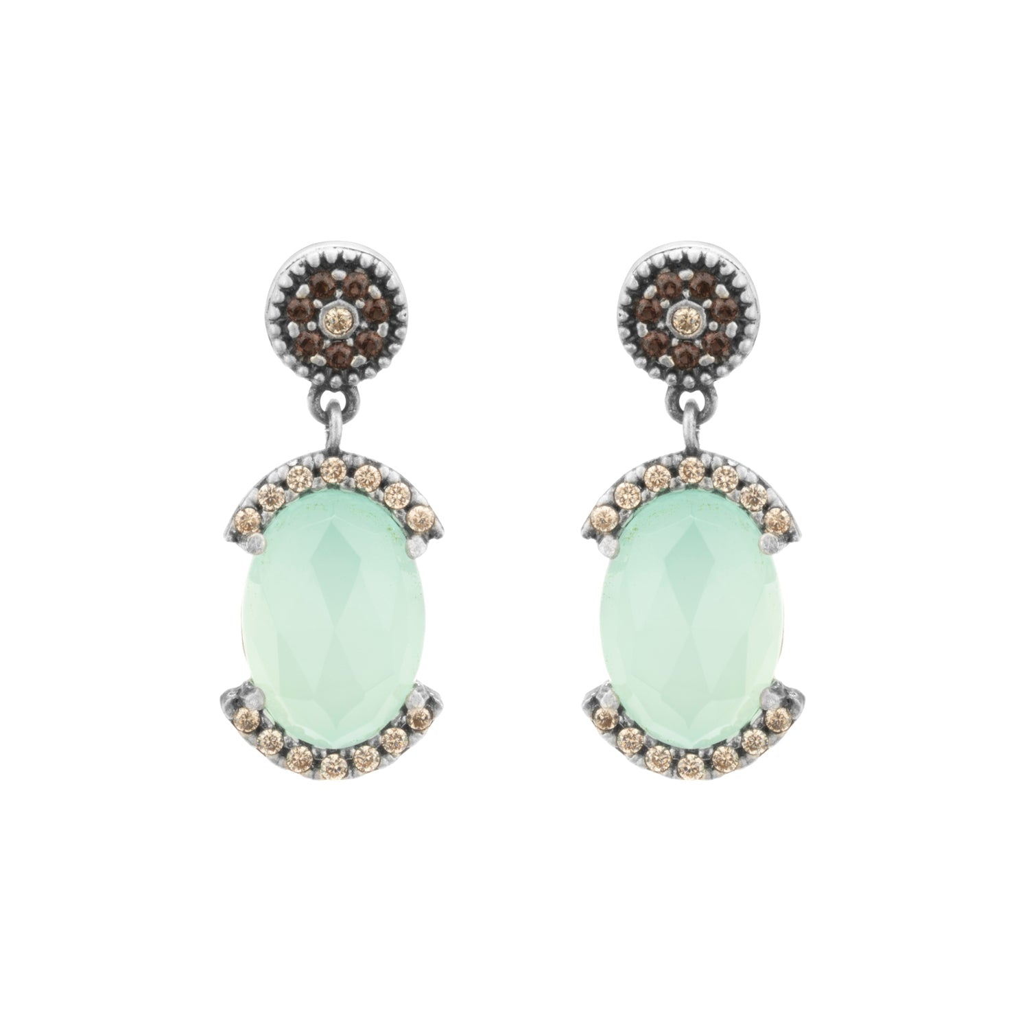 Pendientes plata calcedonia orla circos cava
